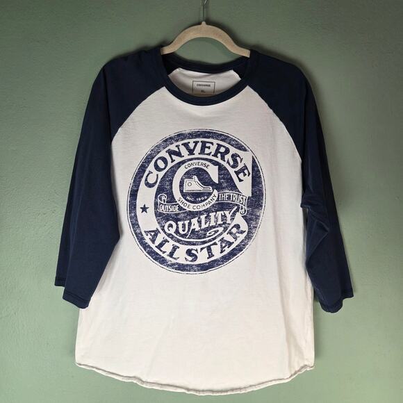 Converse Tops - Converse All Stars Womens White Old School Raglan Baseball Tee XL